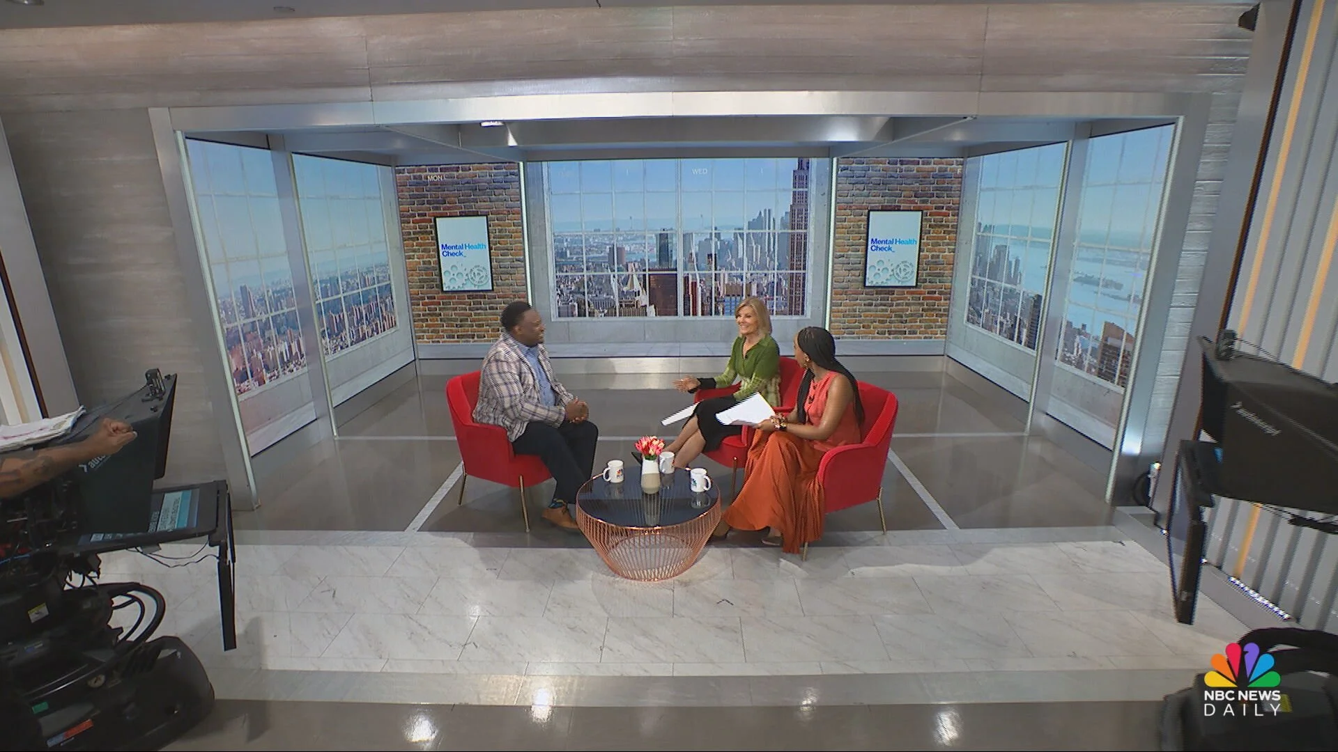 NBC News Daily broadcast with virtual windows